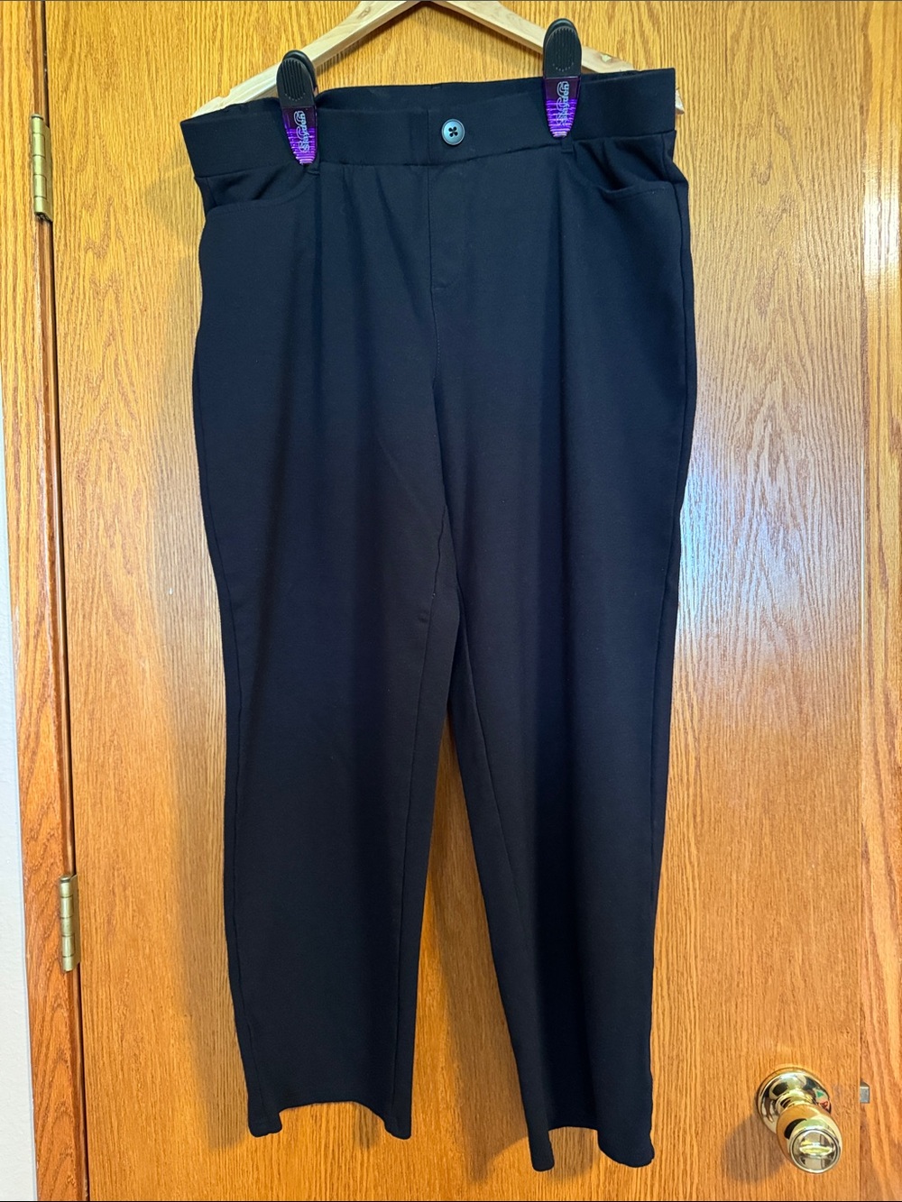Stretch Pull-On Trousers in Black